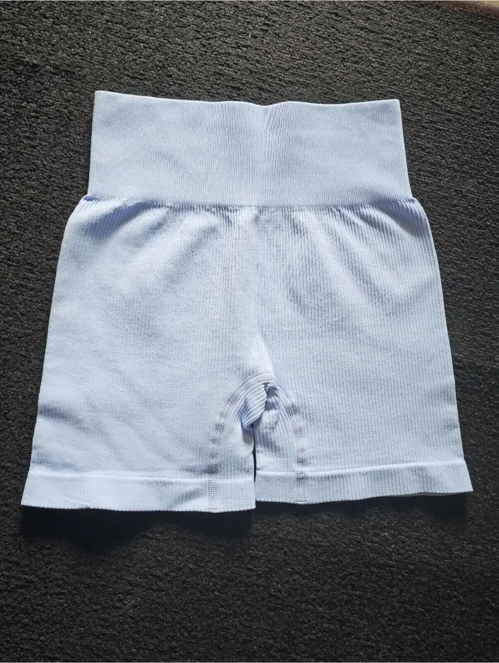 Women's Ribbed High-Waist Biker Shorts - Lavender, Black, Blue